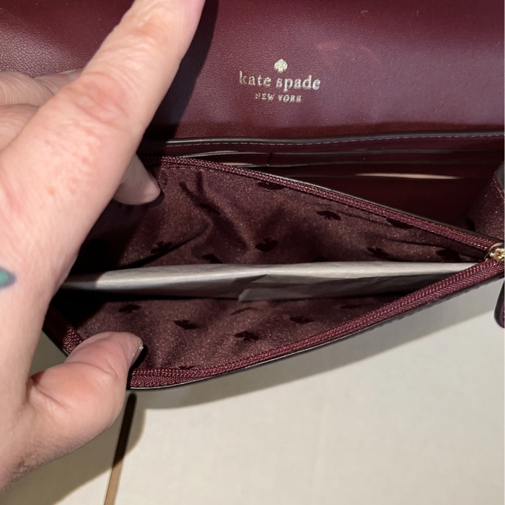 Kate Spade Burgundy Glitter Wristlet Wallet - Picture 11 of 12